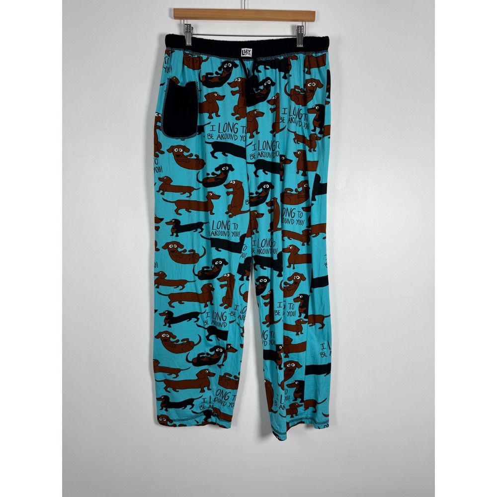 Dachshund Lazy One Womens XL Pajama Pants Blue I Long To Be Around You Cotton